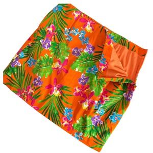 Ralph Lauren‎ Black Label Tropical Print Short Mini Skirt Size 12 Silk Cotton